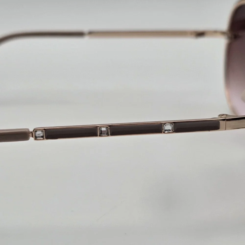 Tahari Women's Aviator Sunglasses Rose Gold Rose Pink Gradient Lenses Crystals